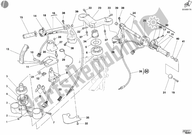 All parts for the Handlebar of the Ducati Sport ST4 S 996 2004